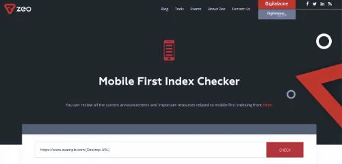 ベストフリーSEOツール。Zeo Mobile First Index Checker
