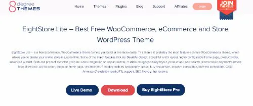 Melhores Temas de WordPress eCommerce: EightStore Lite