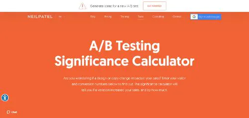 Neil Patel’s A/B Testing Significance Calculator
