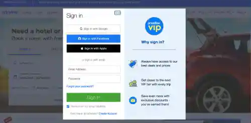 Provide An Easy Method For Site Sign-In (Priceline)