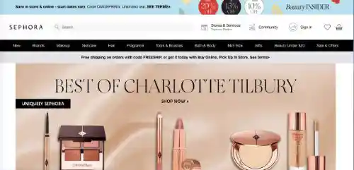 Use a Header Popup That Blends In With Your Landing Page (Sephora)