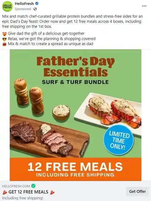 HelloFresh Facebook Father's Day ad
