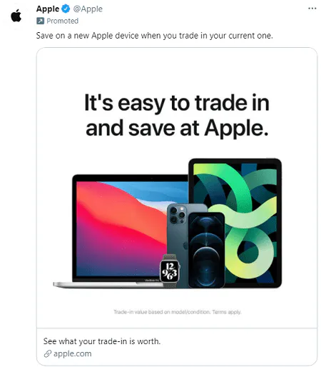 Exemple de texte publicitaire pour Apple
