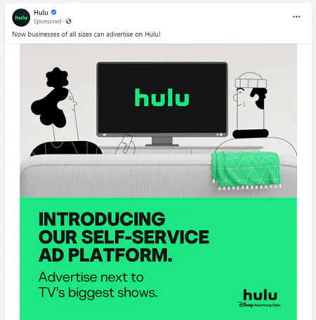 Exemple de copie de publicité Hulu