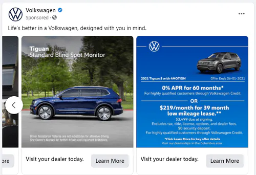 Exemple de texte publicitaire pour Volkswagen