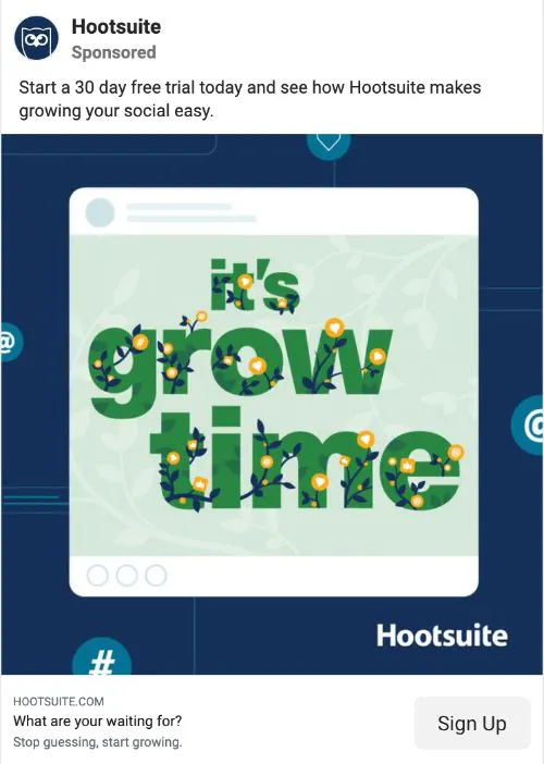 Esempio di call to action di HootSuite