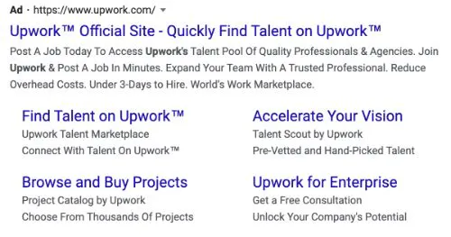 Upwork call to action example