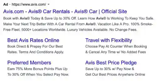 Avis call to action example
