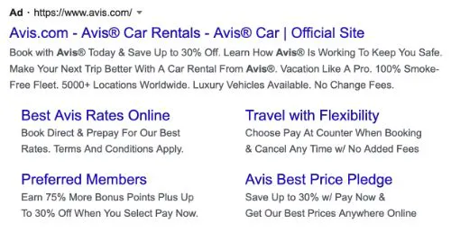 Avis call to action example