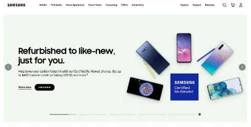 Exemplo de chamada à acção da Samsung
