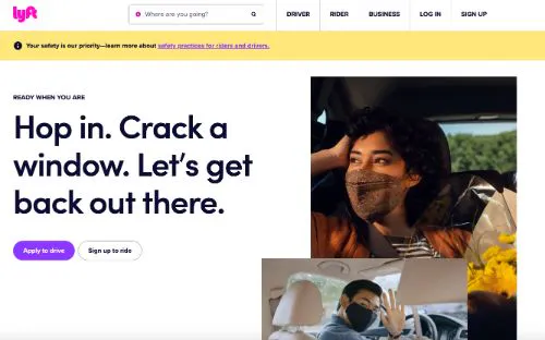 Lyft call to action example