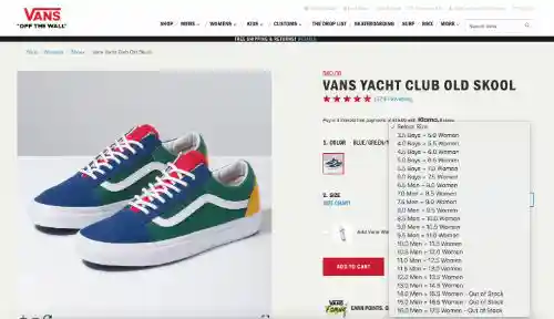 Vans call to action example