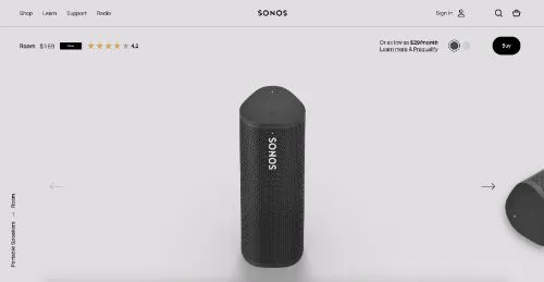 Ejemplo de llamada a la acción de Sonos