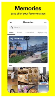 Captura de pantalla de los recuerdos de Snapchat