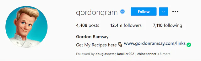 戈登·拉姆齊 Instagram 帳戶