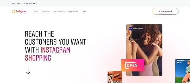 Capture d'écran d'Instagram Shopping