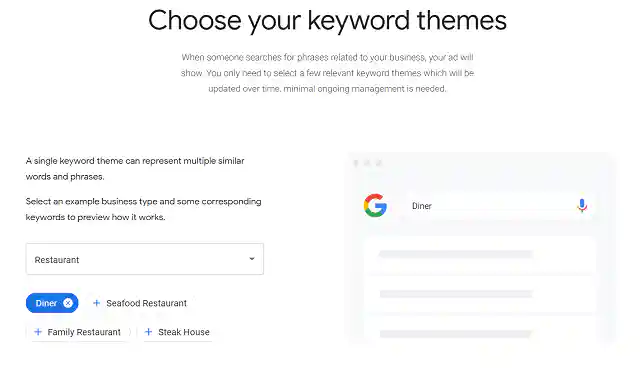 Google Ads - Keyword Themes screenshot