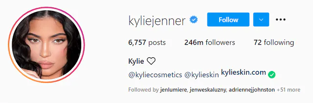 Compte Instagram de Kylie Jenner