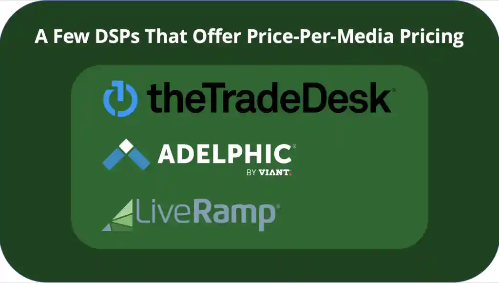 Demand side platforms like TTD and LiveRamp offer price-per-media pricing