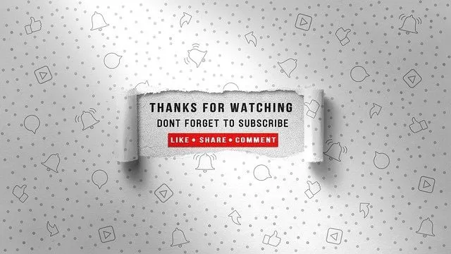 YouTube CTA mit der Aufforderung an die Zuschauer, zu abonnieren, zu mögen, zu teilen und zu kommentieren