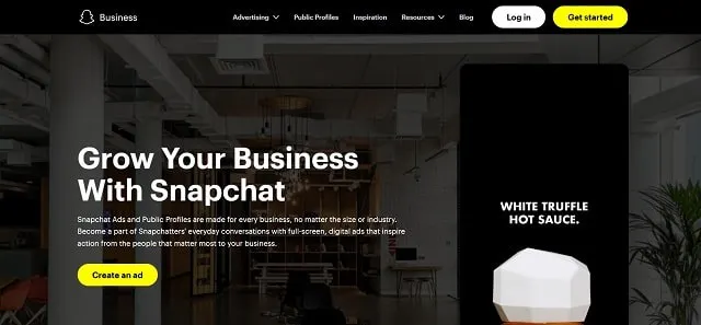 Snapchat para imagem de ecrã de negócios