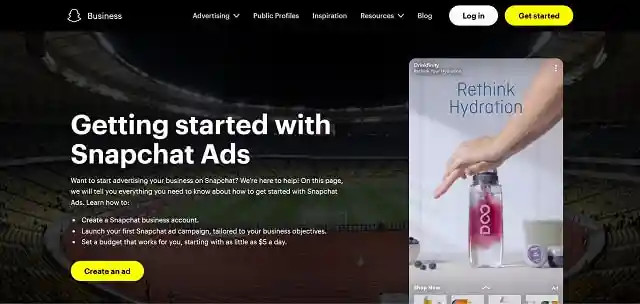 Snapchat Getting started with Snapchat Ads screenshot