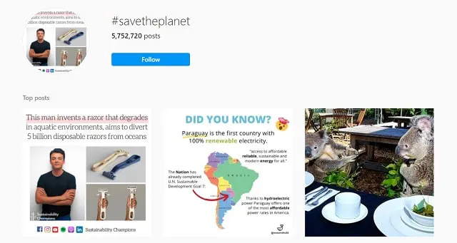 #savisado o ecrã hashtag do planet da Instagram