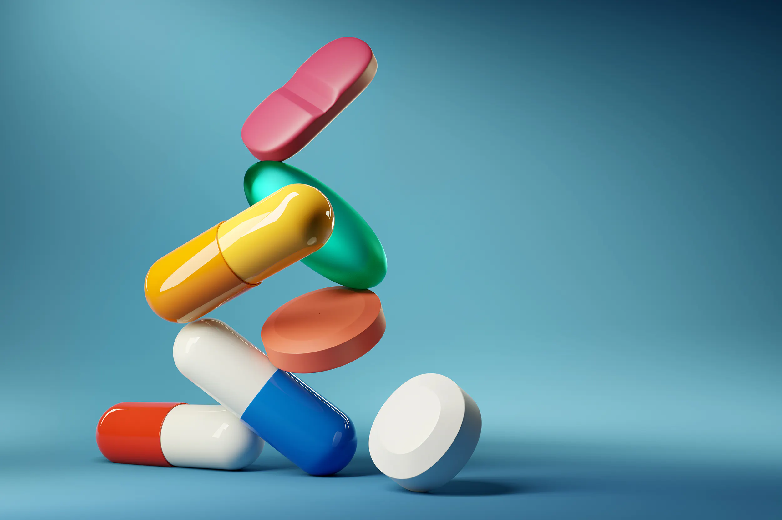 Mistura de Comprimidos e Medicamentos Farmacêuticos