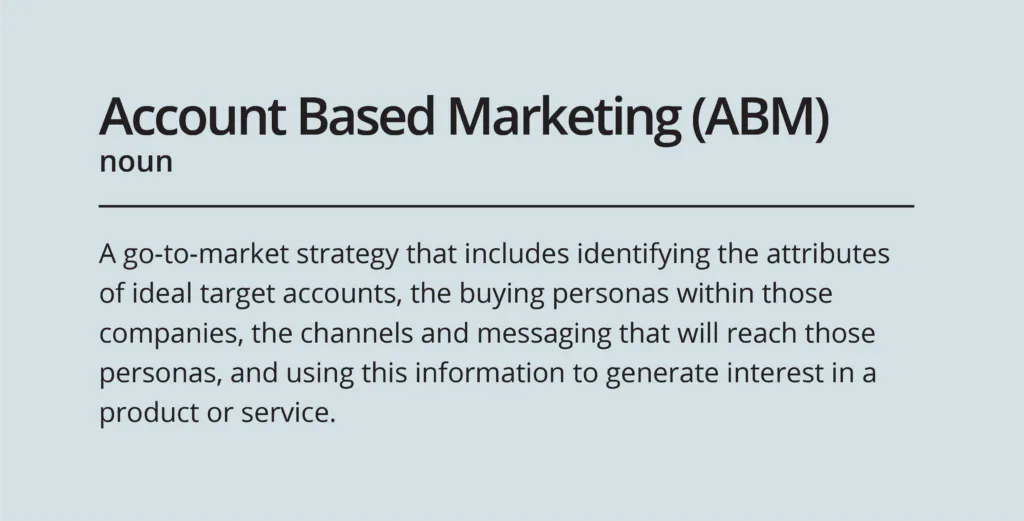 L'account-based marketing è una strategia che include l'identificazione degli attributi degli account di destinazione, le personas di acquisto e altro ancora