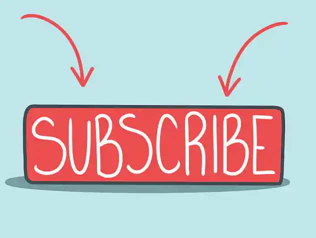 Subscribe button graphic with arrows pointing at it 