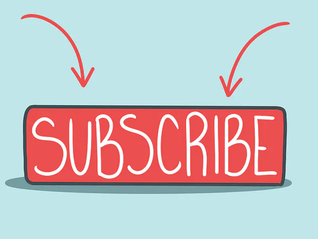 Subscribe button graphic with arrows pointing at it 