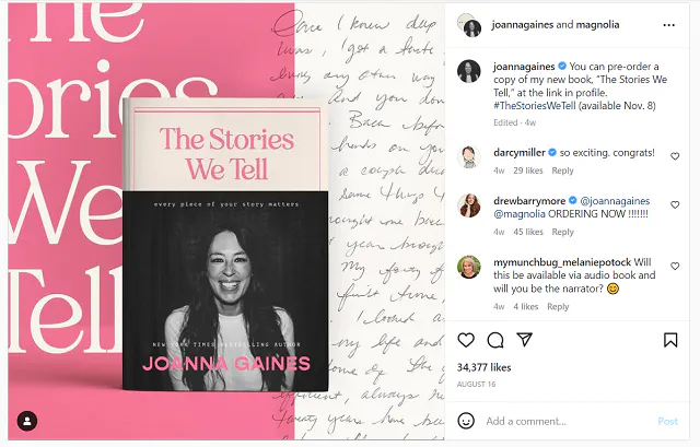 @joannagaines screenshot di Instagram