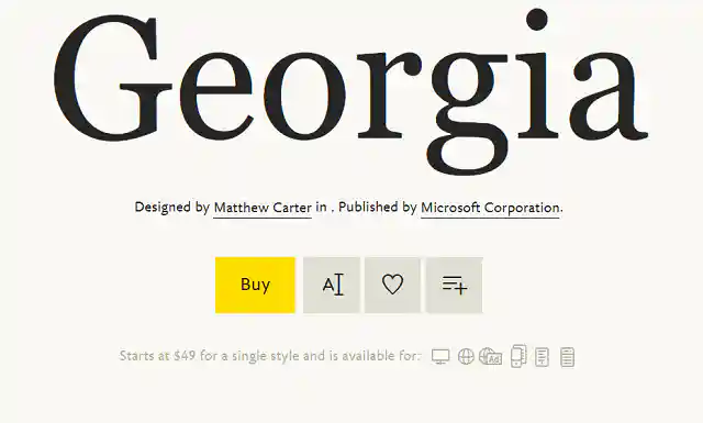 Georgia font screenshot from FontShop