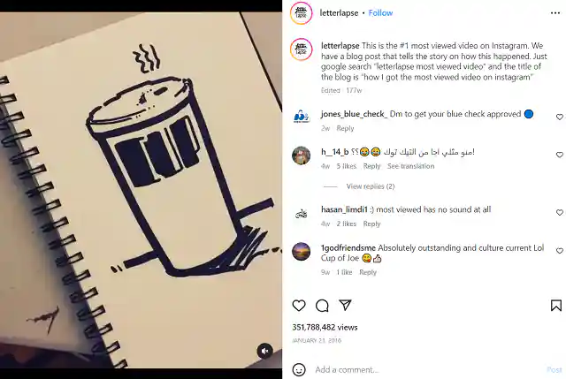 @letterlapse Schermata di Instagram
