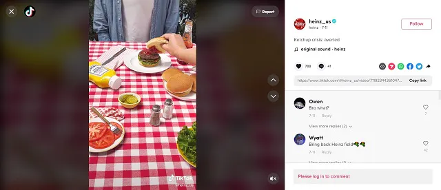 Heinz_us Bildschirmfoto von TikTok