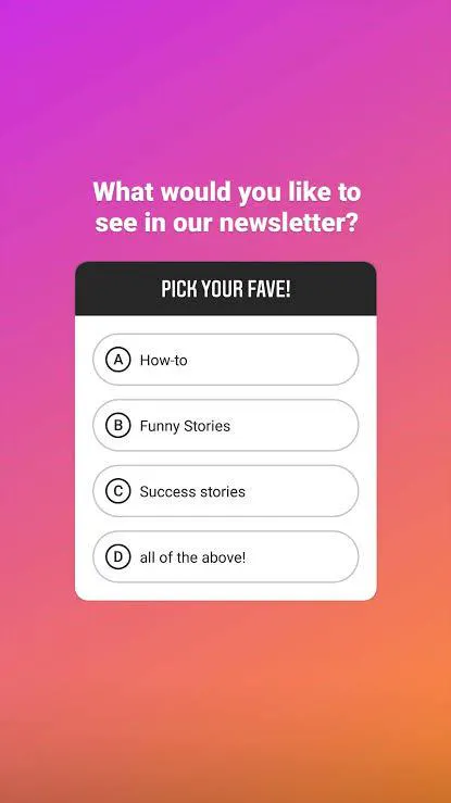 Social media survey screenshot