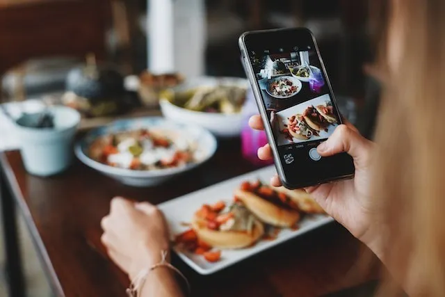 Taking a photo of a meal for a meal plan or recipe