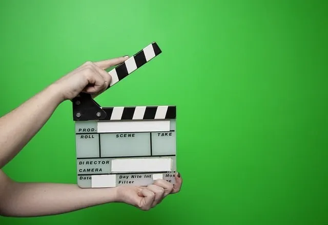 Clipper para filmagens de filmes num ecrã verde