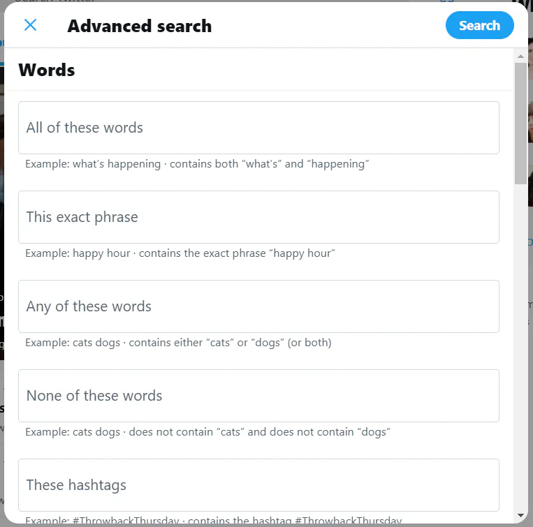 Twitter Advanced Search