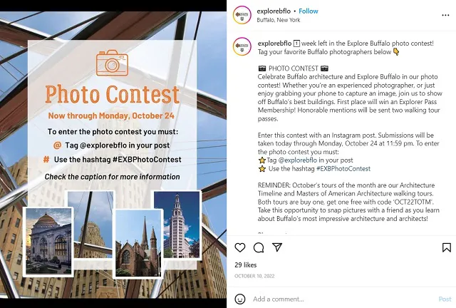 Capture d'écran du concours Instagram de @explorebflo.