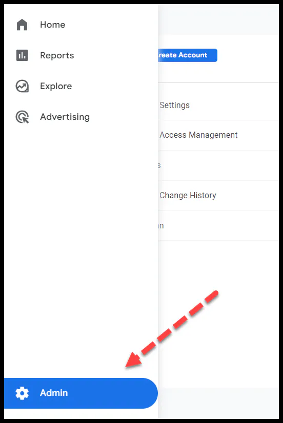 Navigating to the admin area of GA4 to start to create a custom event