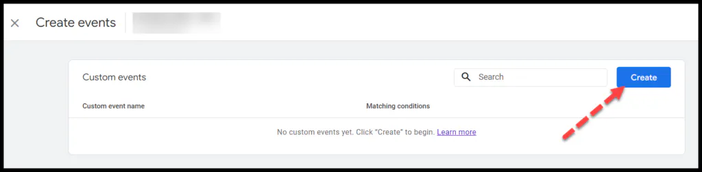 Cliquer sur créer pour créer un événement personnalisé - étape 2.