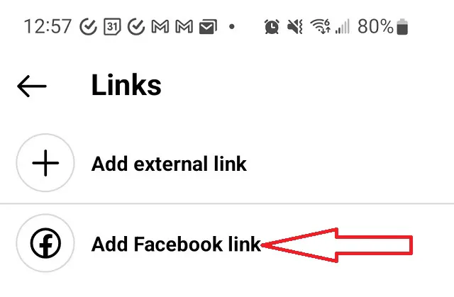 Add external link Instagram screenshot