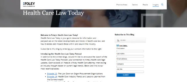 Foley & Lardner Direito dos Cuidados de Saúde Hoje