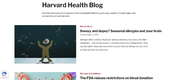 Blogue de saúde de Harvard