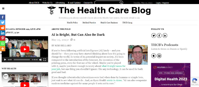 Blogue sobre cuidados de saúde